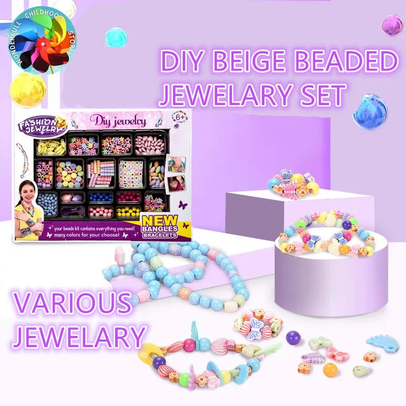 

new DIY Handmade Beaded Toy Jewelry set Making Necklace Bracelet Earrings Accessories girl gifts Educational toys