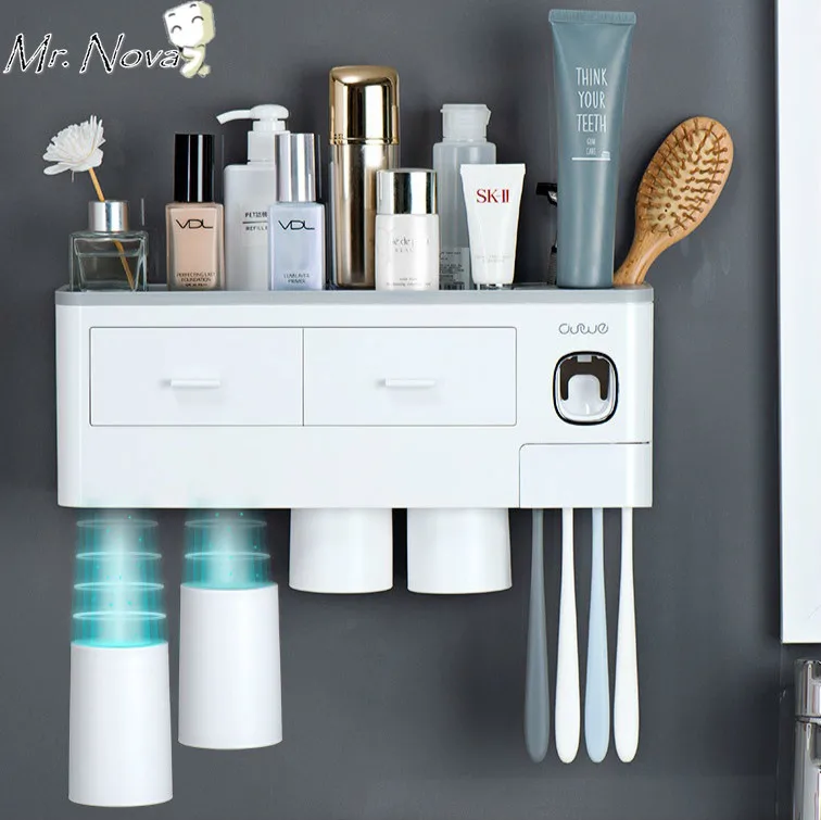 

Magnetic Adsorption Inverted Toothbrush Holder Automatic Toothpaste Squeezer Dispenser Storage Rack Bathroom Accessories SL-6