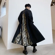 M-XL! Ретро английская Мода Длинная ветровка мужская Свободная Красивая выше колена пальто весна и осень индивидуальная прошивка