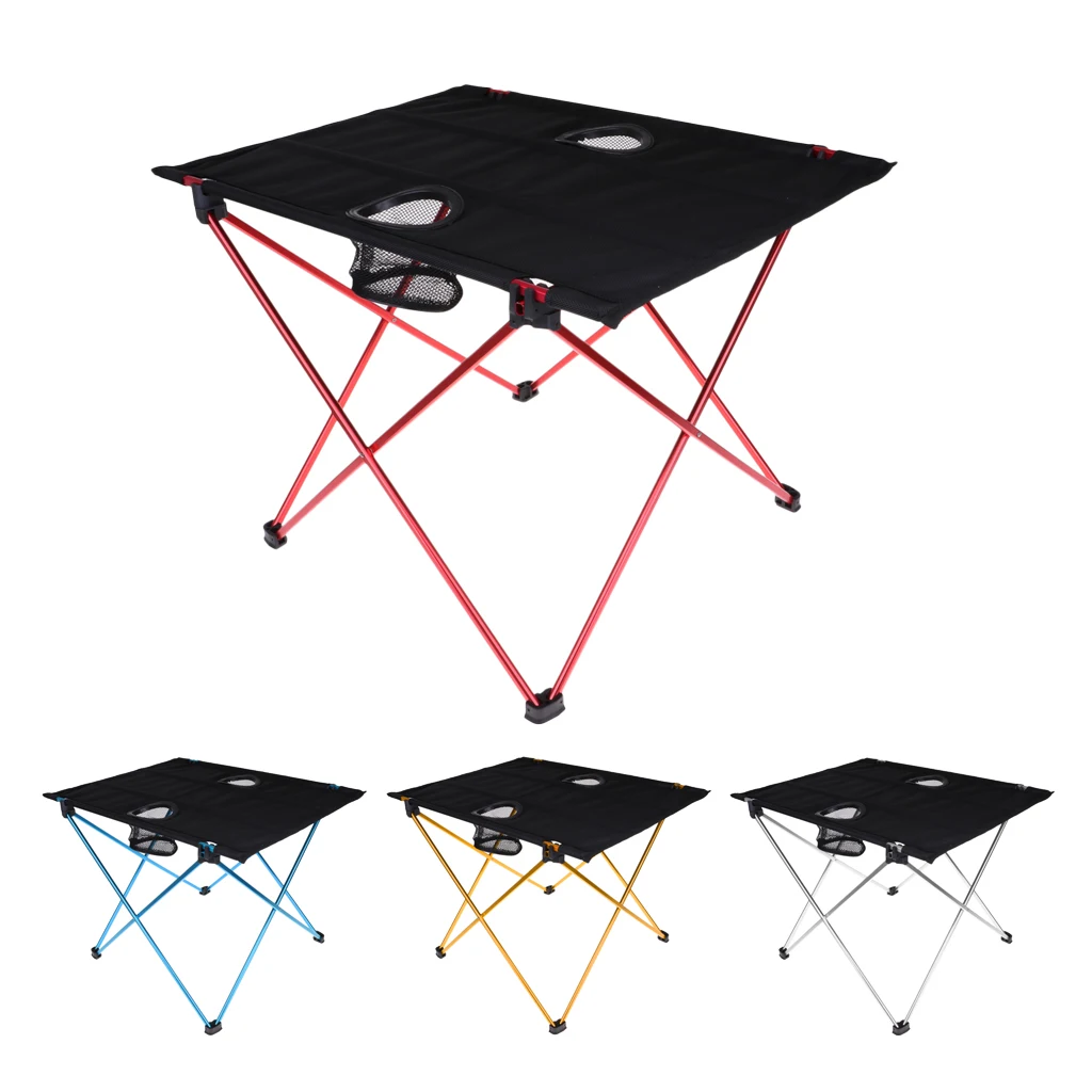 

Folding Table, Oxford Cloth with Aluminum Alloy Frame, 2 Mesh Cup Holders, Compact, Convenient Carrying Bag Included