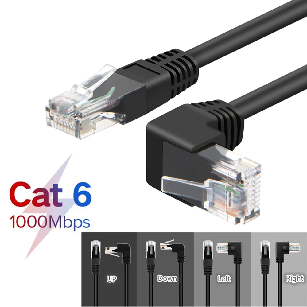 Кабель RJ45 26AWG CAT6 UTP односторонний угловой L образный в форме соединительного