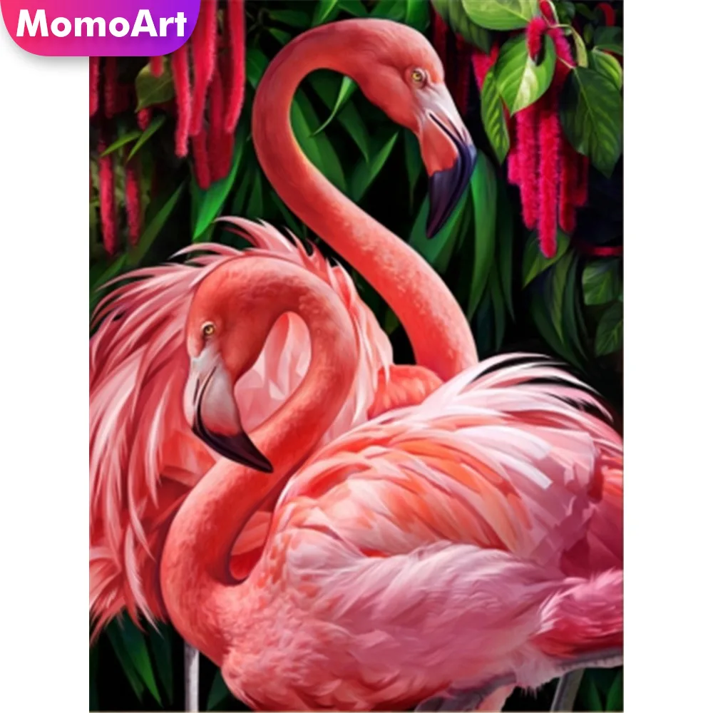 

MomoArt 5D Diamond Painting Animal Full Drill Square DIY Diamond Embroidery Flamingo Handwork Home Decoration