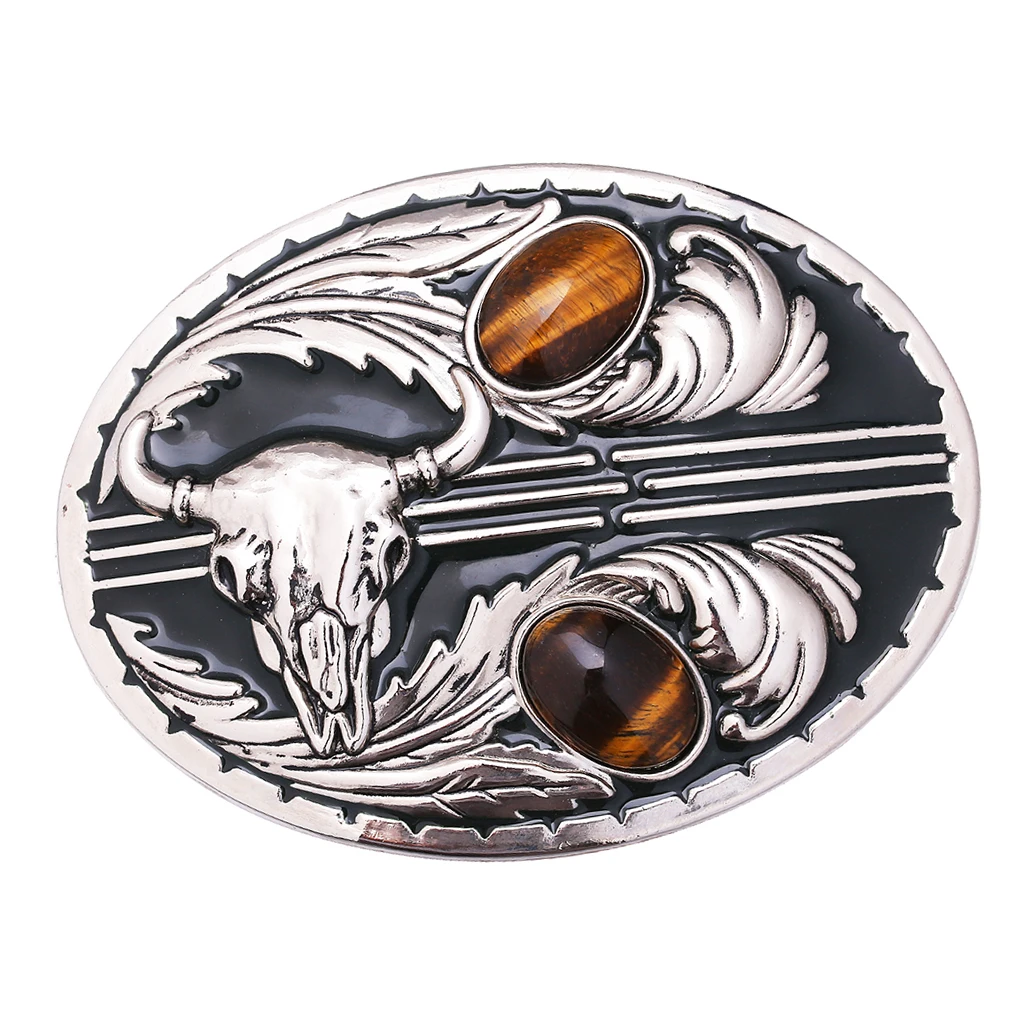 Retro Gem Belt Buckle Indian Tribal Bull Head Rodeo Cowboy Belt Clamp Parts