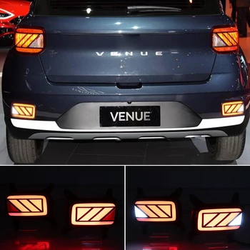 

Car Flashing 2Pcs LED Reflector Lamp Rear Fog Lamp Bumper Light Brake Light Reverse Light For Hyundai Venue 2019 2020