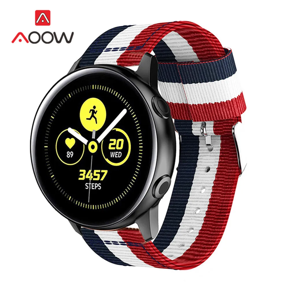 Ремешок нейлоновый для Samsung Galaxy Watch Active 2 браслет Huawei Gear S2 S3 Active2 Amazfit 20 мм 22 40 44 42