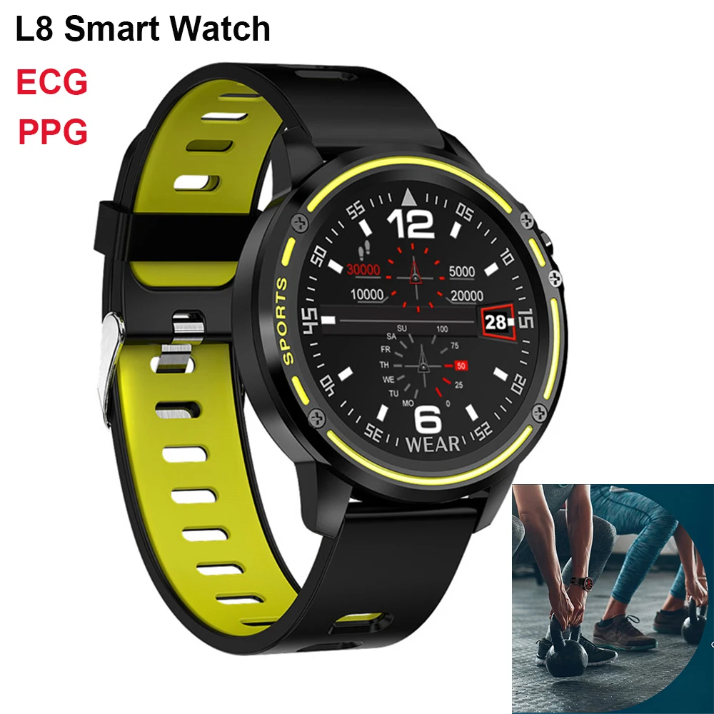 L8 Смарт-часы для мужчин и женщин IP68 водонепроницаемый спортивный фитнес-трекер с ЭКГ PPG кровяное давление монитор сердечного ритма для Android IOS