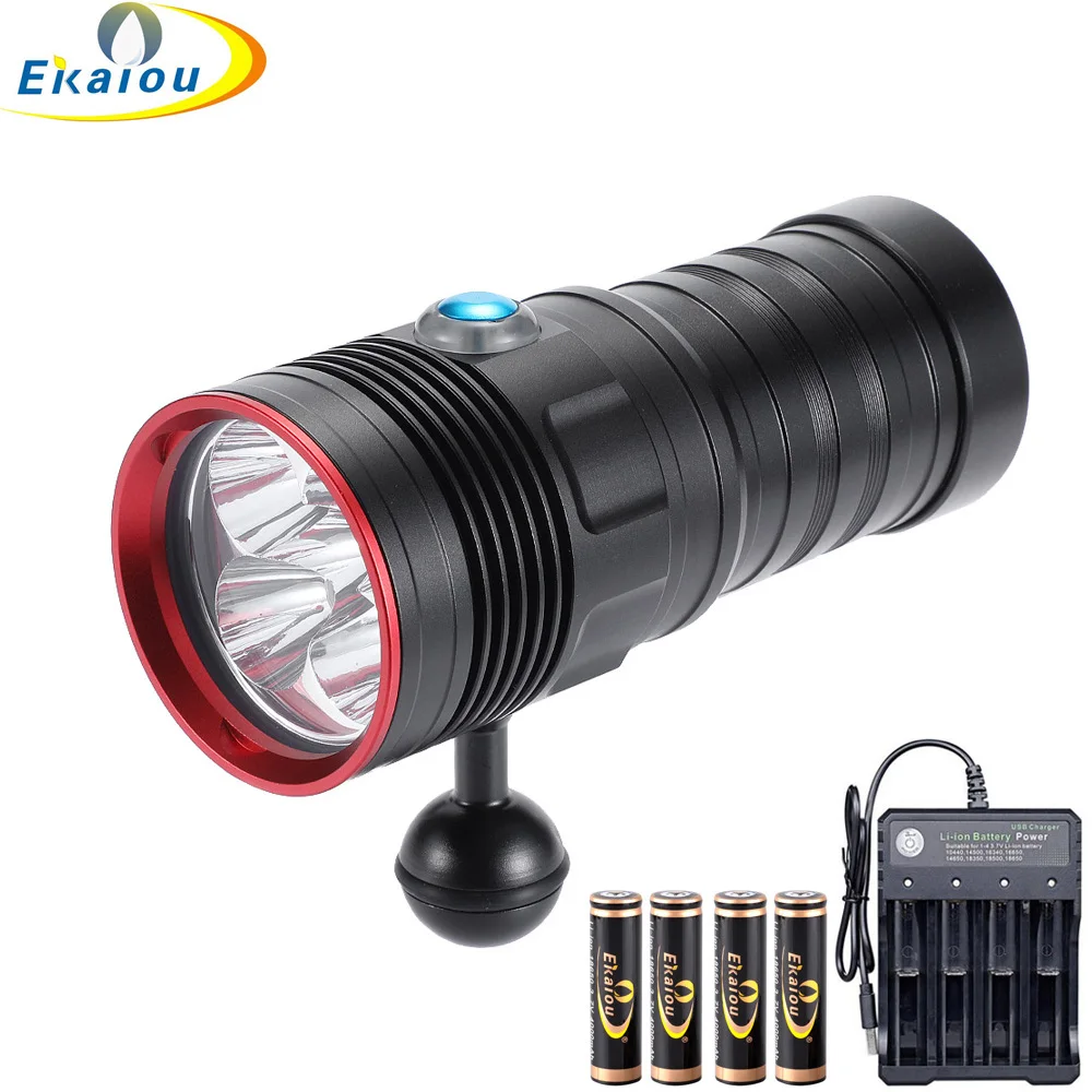 New 5000 Lumen 5 x XML-L2 LED Diving Flashlight 100M Underwater Waterproof 4x18650 Torch Ultra-Bright Dive Caving Hunting Lamp