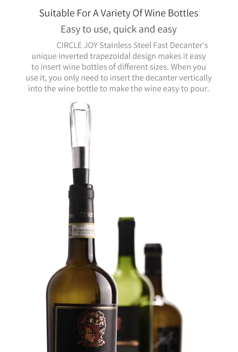 Youpin Circle Joy Stainless Steel Portable Fast DecanterWine Stopper  2 IN 1  Suit  Wine Vodka Mini Wake-up UtensilStopper (1)