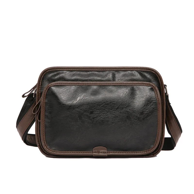 

2022 Men's bag soft leather shoulder bag vintage men messenger bag solid black crossbody bags multifunctional phone bags