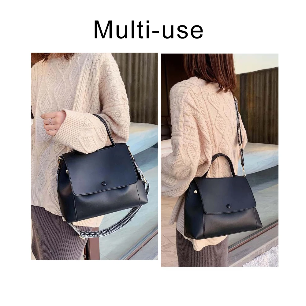 Fashion Simply PU Leather Crossbody Bag For Women 2020 winter Solid Color Shoulder Messenger Bag Lady Chain Travel Small Handbag