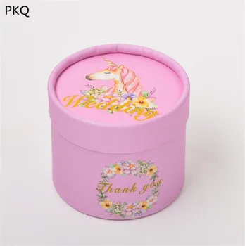 

20pcs 7.5*6.5cm Cylinder Paper Container For Candy Gift Storage Box Pink Round Paper Cans DIY Handmade Jewelry Gift Wrapping Box