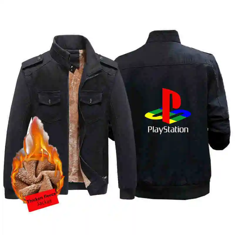 Мужская зимняя куртка PS4 Playstation Повседневная флисовая супер теплая утепленная толстовка на молнии термо ветрозащитное дышащее пальто - Цвет: A
