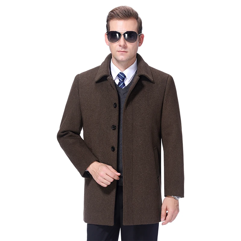 Мужское шерстяное пальто Зимняя шерстяная куртка Кашемировое пальто Осеннее пальто шерсть Мужское полупальто теплое польто мужское зима шуба из шерсти мужское пальто с меховой подкладкой Мужские пальто