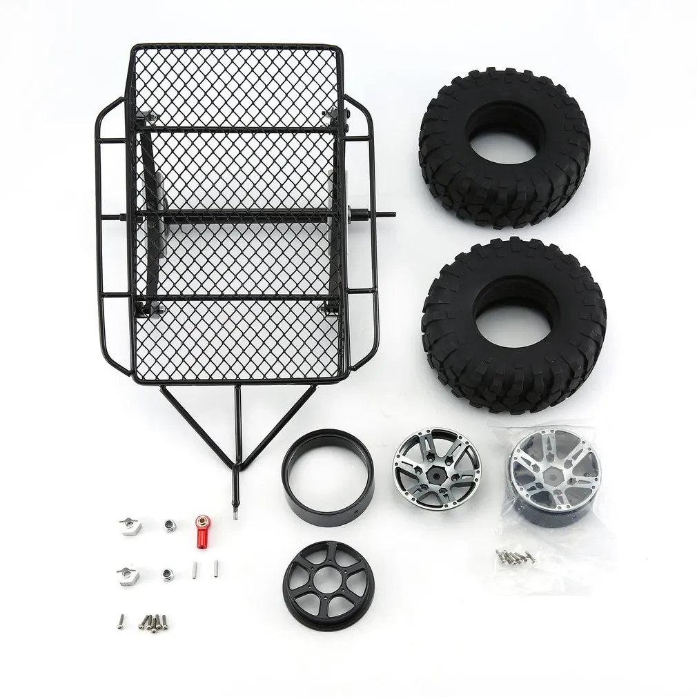 

1/10 Metal Trailer Frame Simulation Trailer Car Hopper Trail Tires for Axial Scx10 90046 D90 Rc Rock Crawler Cars Part Accessory