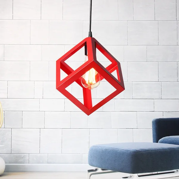 Modern E27 Metal Cube Ceiling Pendant Light Chandelier Fixtures Lamp Bar Hotel Restaurant