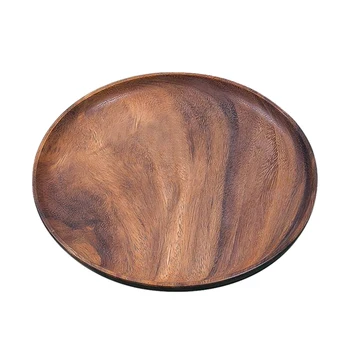 

Acacia Solid Wood Round Dried Fruit Tray Wooden Small Tea Tray Dessert Dinner Breakfast Tray
