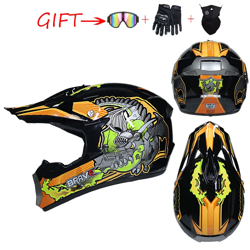Супер-Крутой мотоциклетный внедорожный шлем ATV Dirt Bike шлем MTB Горный шлем полный шлем 3 подарка и много дизайнерских емкостей - Цвет: 7