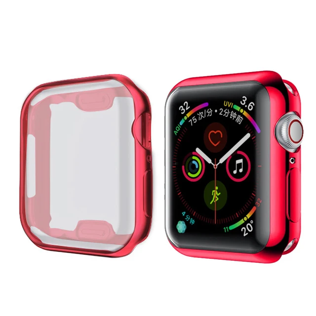 Red Прозрачный чехол для Apple Watch Series 3 2 1 38 мм 42 мм 360 полностью мягкий прозрачный ТПУ защитный чехол для iWatch 4 44 мм 40 мм - Цвет: Red