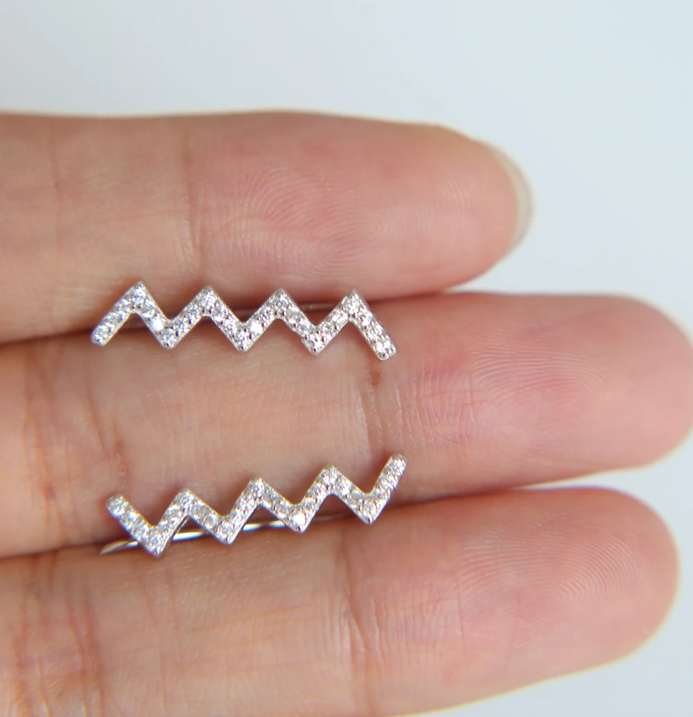 silver 3 color ear cuff earrings for women bijoux beautiful long wire stud earrings fashion jewelry 925 sterling silver