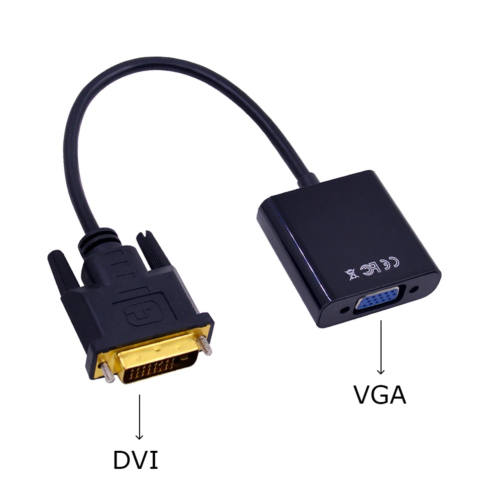 CHIPAL 1080P DVI-D DVI to VGA Adapter 24+1 25Pin Male to 15Pin Female Cable Video Converter For PC Computer HDTV Monitor Display
