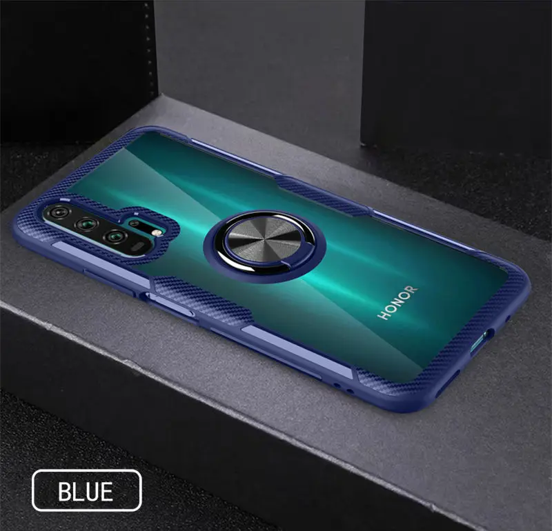 Прозрачный чехол-кольцо для huawei Honor 20 Pro Nova 5T P30 P20 mate 20 10 Lite 8 S, противоударный чехол-держатель для телефона Honor 20 Pro - Цвет: Blue