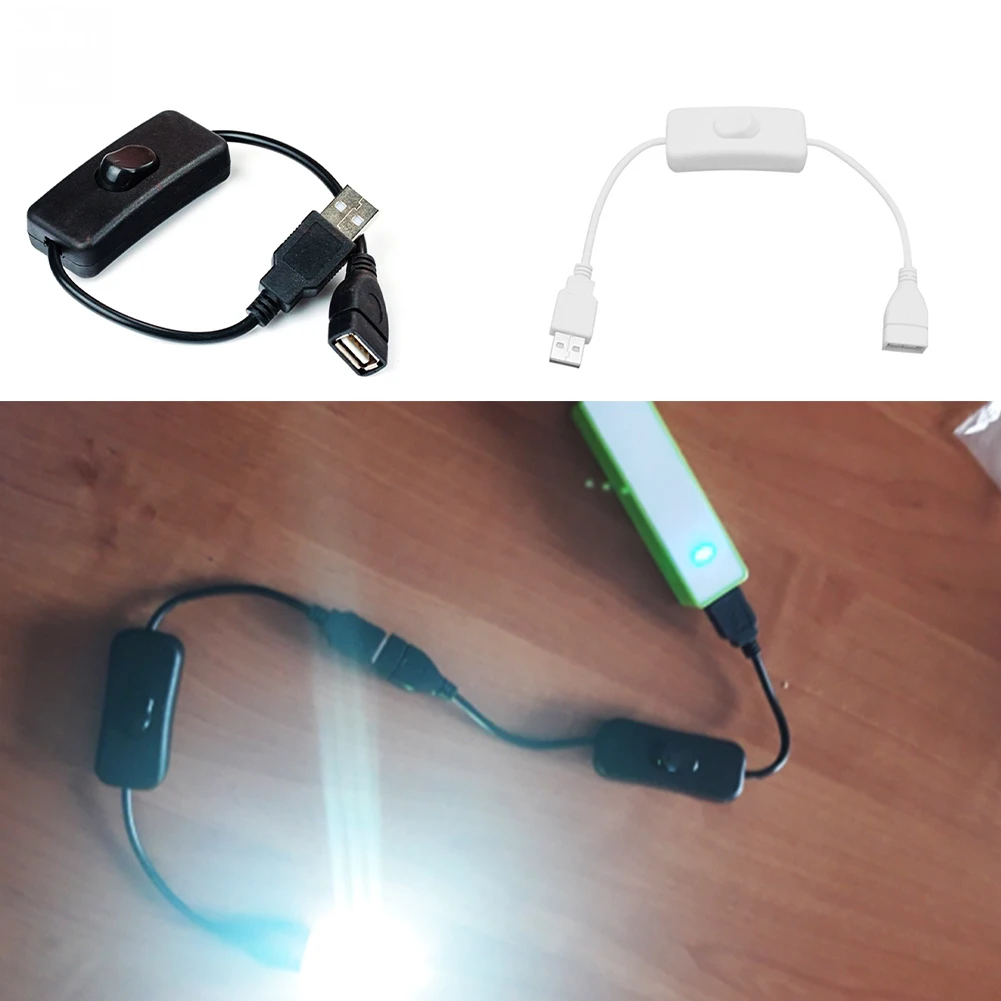 Лидер продаж, Модный популярный USB кабель, новинка, 28 см, USB 2,0 A, Мужской и Женский удлинитель, черный кабель с переключателем, вкл
