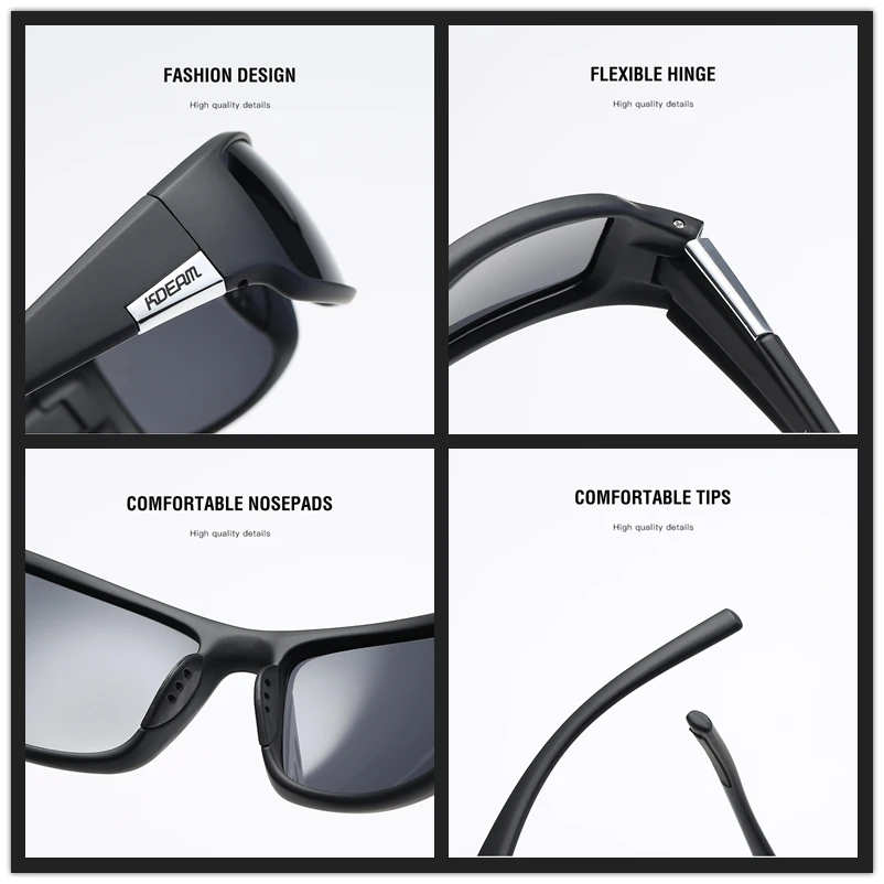 Бренд KDEAM мужские поляризованные солнцезащитные очки TR90 прямоугольное покрытие вождения очки спортивные очки Gafas De Sol