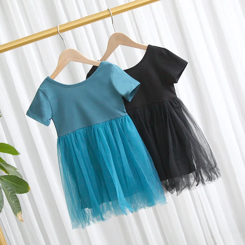 

2020 summer short sleeve Cute baby princess dress toddler girl kid children clothes blue cute bridesmaid dresses Casual clothing