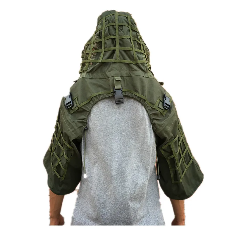 Men Tactical Combat CS Sniper Shooting Camouflage Ghillie Suit Foundation Net Clothes Male Outdoor Hunting Jacket Set With Yarn