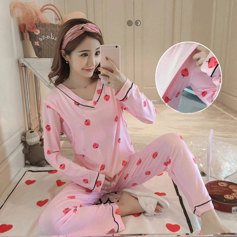 Dollplus, пижамный комплект для беременных, женская одежда для сна, модная одежда с длинными рукавами для кормления грудью, кормящих грудью, Одежда для беременных