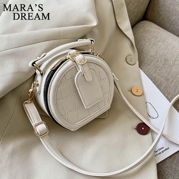 

Round Stone Pattern Solid Color Simple PU Leather Crossbody Bags for Women 2020 Summer Travel Mini Shoulder Handbags