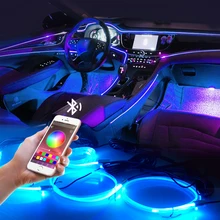 Luz Led ambiental decorativa para Interior de coche, tira de neón RGB, múltiples modos, aplicación de Control de sonido, lámpara de ambiente automática de 12v