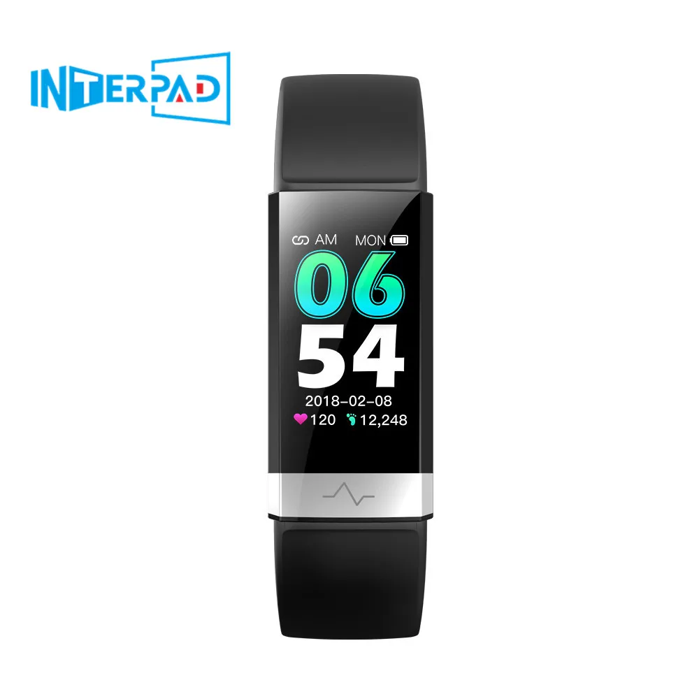 Interpad V19 ЭКГ PPG умный браслет с кислородом крови Трекер Активности Сна напоминание о сообщениях пульт дистанционного управления неделя для Android IOS