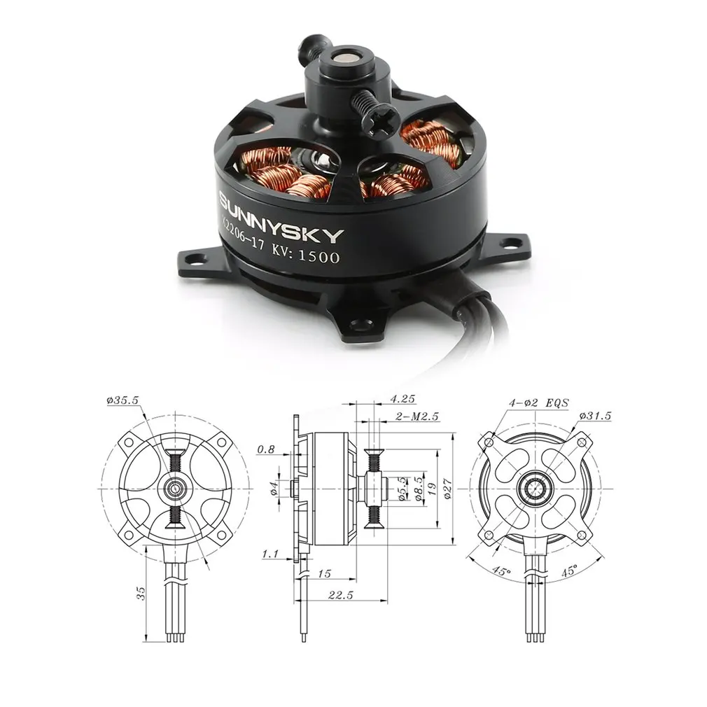 SUNNYSKY X2206 1500KV 1900KV бесщеточный двигатель с фиксированным крылом для многоосевой воздушной радиоуправляемой модели бесщеточного двигателя самолета