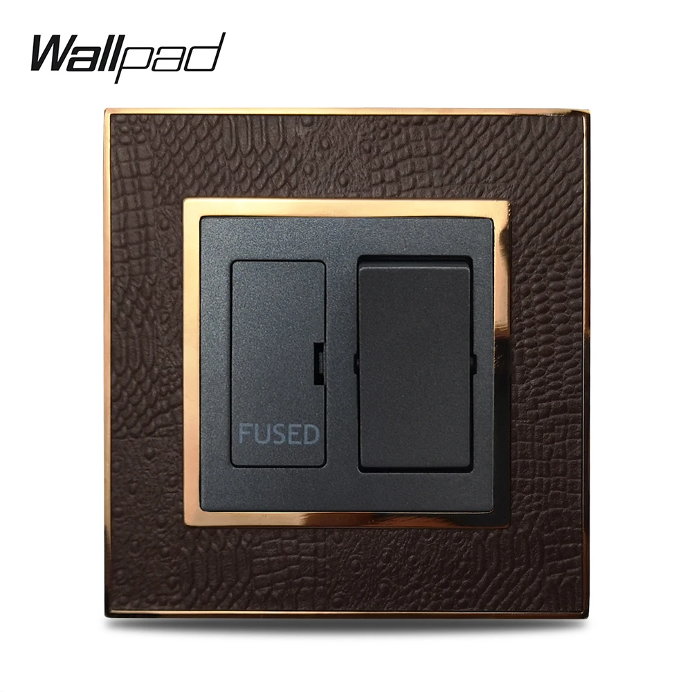 

Hot Sale 13A Fused Switch Wallpad Luxury Leather Panel Silver Gold Frame Light Switch Rocker Wall Switches AC 110~250V