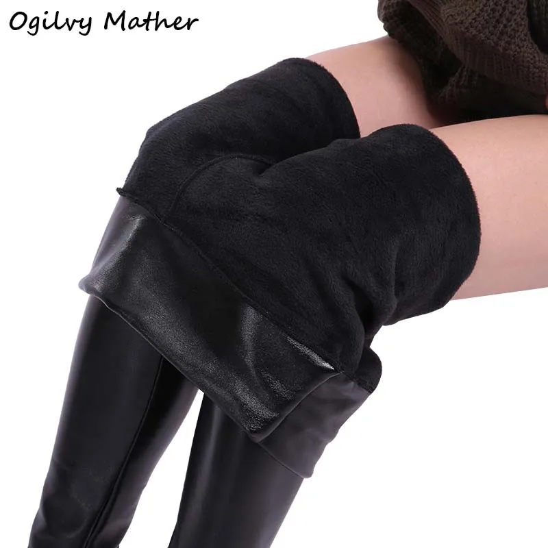 

Женские кожаные леггинсы с высокой талией Ogilvy Mather, теплые плотные бархатные леггинсы с эффектом пуш-ап, для зимы, 2021