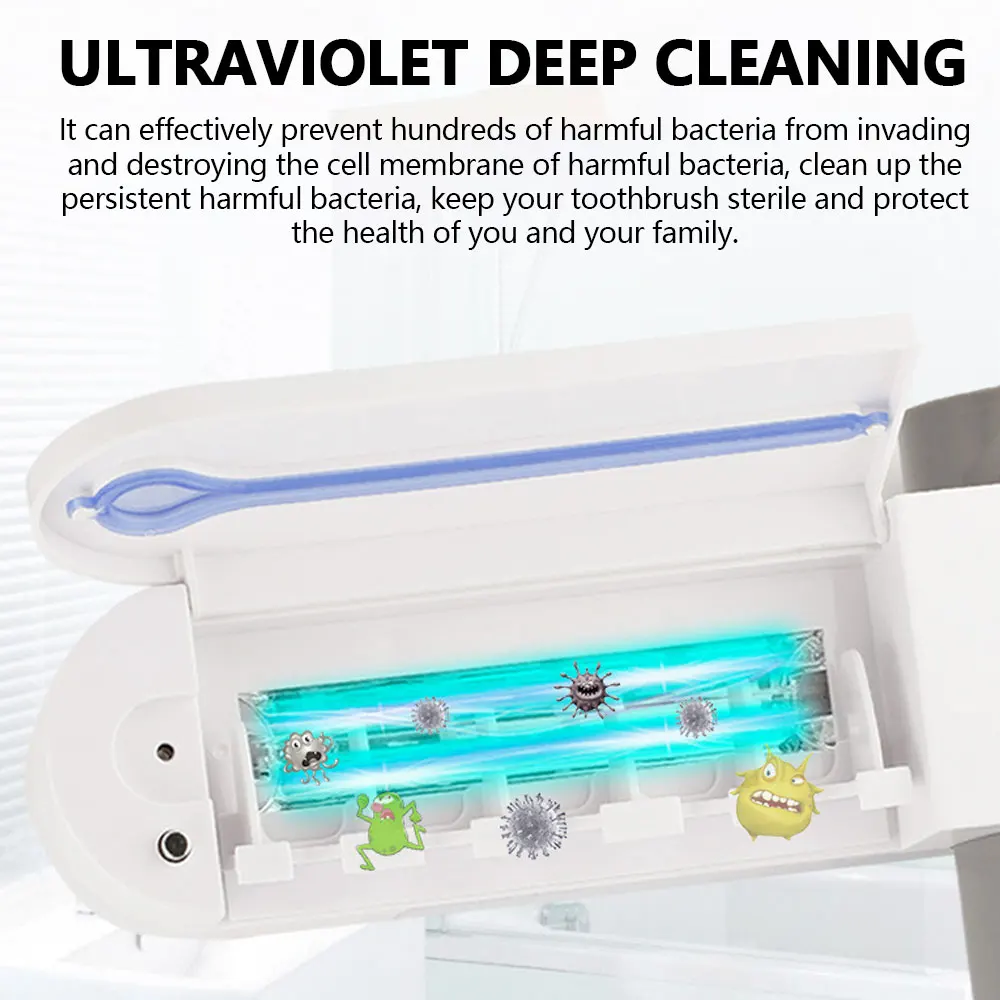 2 в 1 УФ-светильник, Ультрафиолетовый Стерилизатор зубных щеток, автоматический диспенсер для зубной пасты, держатель зубной щетки, гигиенический набор для чистки полости рта