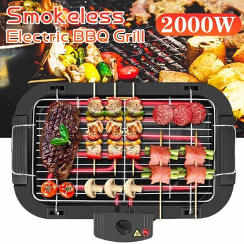 

2in1 Electric Griddles Hot Pot Non-stick Electric Grill Indoor Baking Flat Pan Hotpot Smokeless Grill BBQ Flat Griddle 2000W