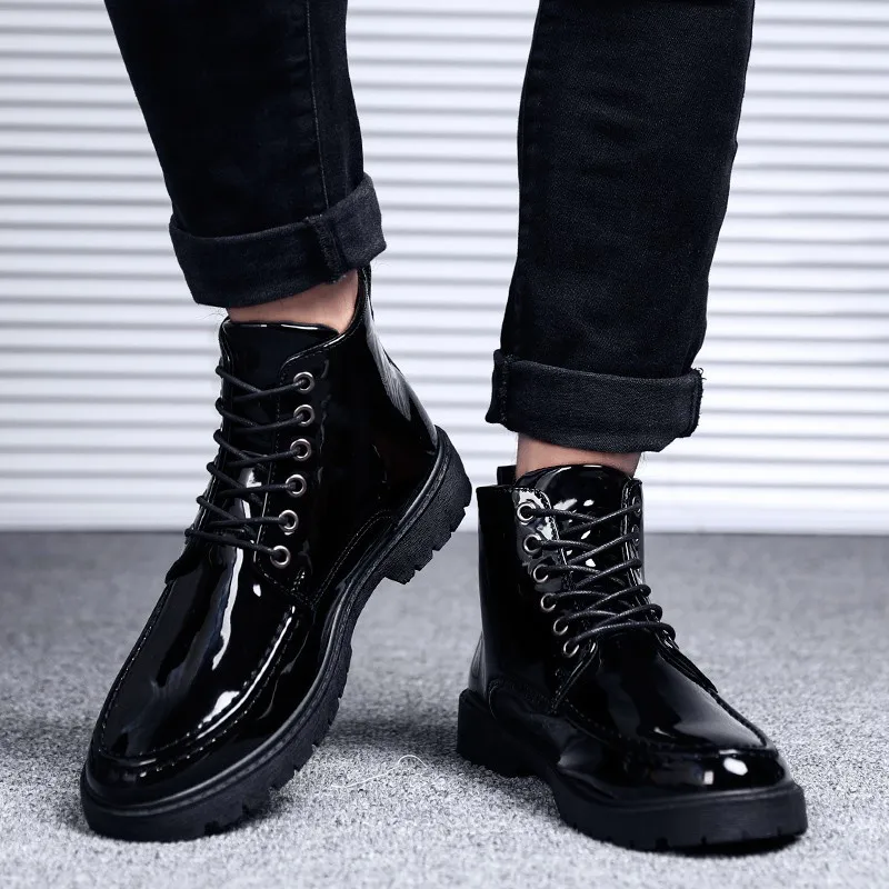Botas de charol para hombre, botines góticos de estilo británico, Punk,  negro, Oxford, suela gruesa, Zapatos altos, novedad _ - AliExpress Mobile
