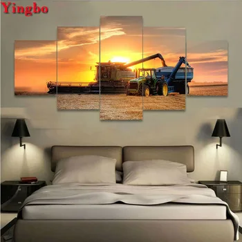 

5 Pcs Diamond Painting Farm Tractor Diamond Embroidery Cross Stitch Rhinestone Painting Diamond Mosaic Full Drill Square round