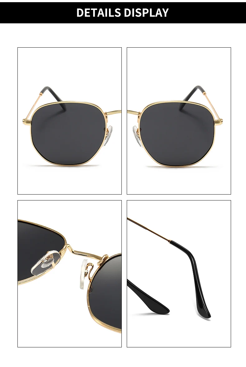 Classic Retro Hexagon Sunglasses Metal Frame Polarised Eyewear_voghion.com