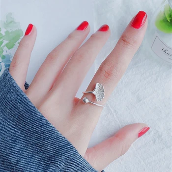 

Bohemian Vintage 925 Sterling Silver Leaf Rings for Women Statement Jewelry Adjustable Finger Ring Girls Gifts