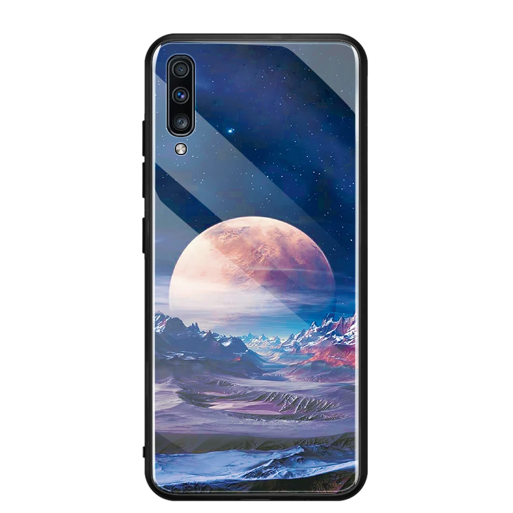 Роскошный чехол из закаленного стекла для samsung Galaxy A70 A50 A30 A20 A10 чехол с узором жесткий бампер на 70 50 30 20 10 чехлы для телефонов - Цвет: 14