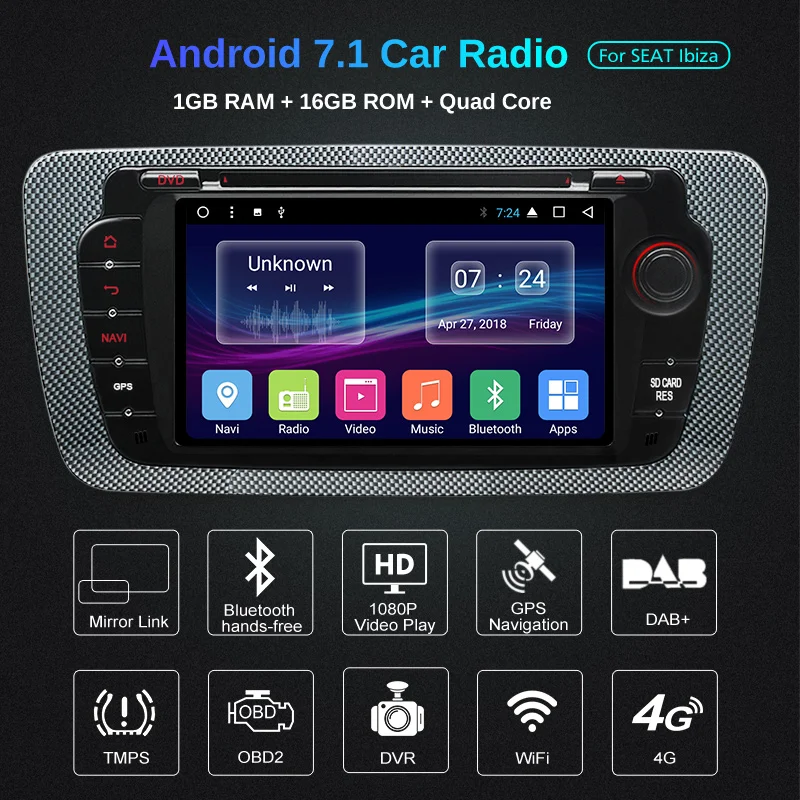 Best AWESAFE 2 Din Android Car Radio Multimedia Video Player GPS Navigation for Seat Ibiza MK4 6J 2009 2010-2013 DVD 2