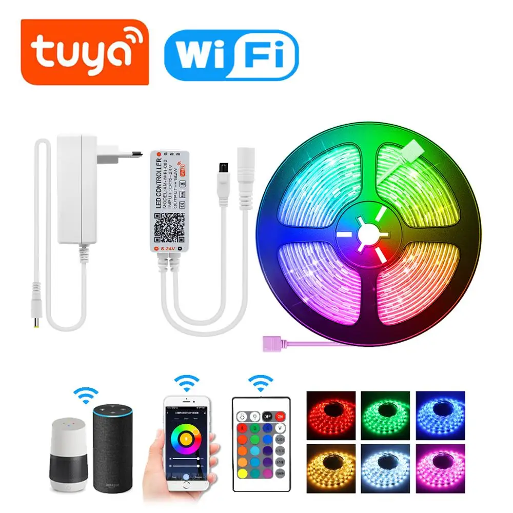 15M Tuya Smart Home Led Strip Diy Wifi Voice Switch RGBW Light Lightings For Amazon Alexa Siri Google Home Smart Life Smart Lamp