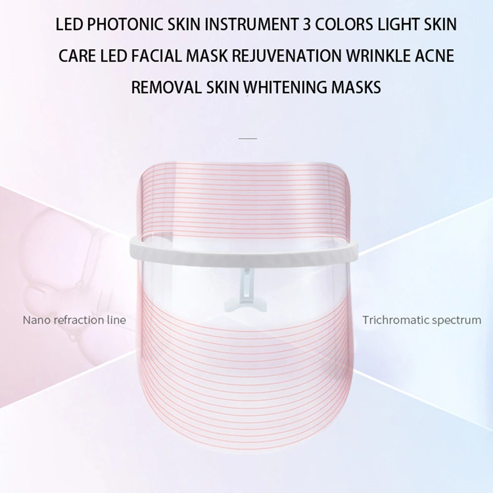 Светодиодный фотонный инструмент для ухода за кожей 3 цвета светильник для ухода за кожей светодиодный маска для лица Омоложение морщин удаление акне отбеливающие маски для кожи