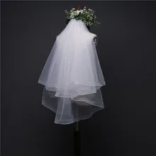 Elegant Eblow Length Wedding Veils For Bride With Comb Two layers Bridal Veil Country Beach Wedding Veils