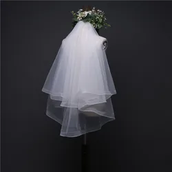 Elegant Eblow Length Wedding Veils For Bride With Comb Two layers Bridal Veil Country Beach Wedding  Veils