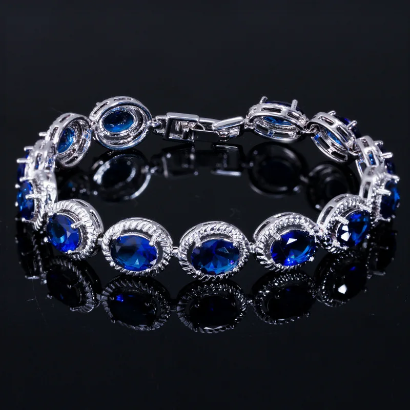 

AAA Zircon Bracelet 925 Sterling Silver Gemstone Bracelets Bangle Luxury Wedding Bride Gift Jewelry