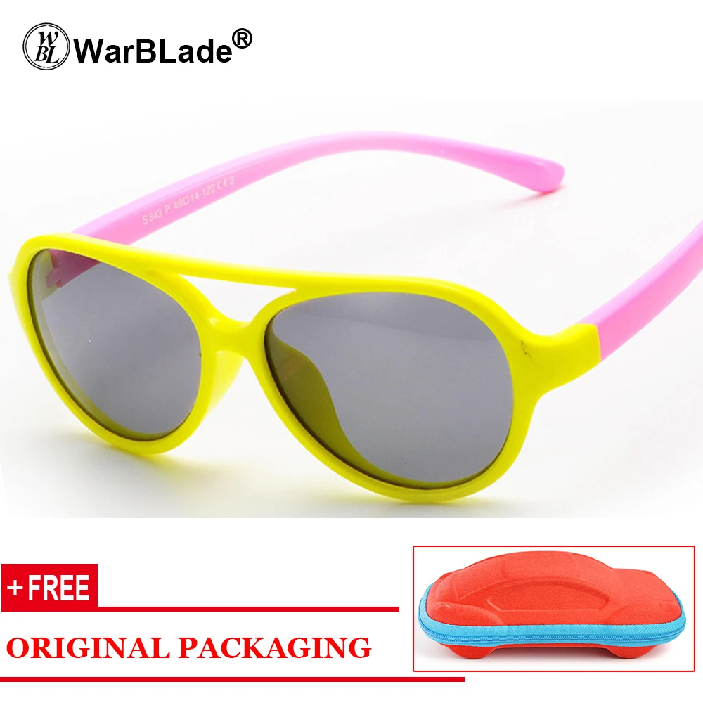 WarBLad/Модные Детские поляризованные солнцезащитные очки UV400 для мальчиков и девочек, детские очки с гибкой оправой, защитные очки, солнцезащитные очки - Цвет линз: yellow pink